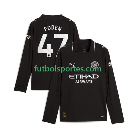 Camiseta Manchester City Phil Foden 47 Segunda Equipación 2025/2026 Manga Larga